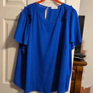 Calvin Klein Women's Royal Blue Flutter Sleeve Top